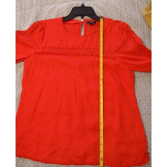J crew 100% linen  long sleeve embroidered top  Sz 6 Boho Feminine Cottage Core - Picture 8 of 10